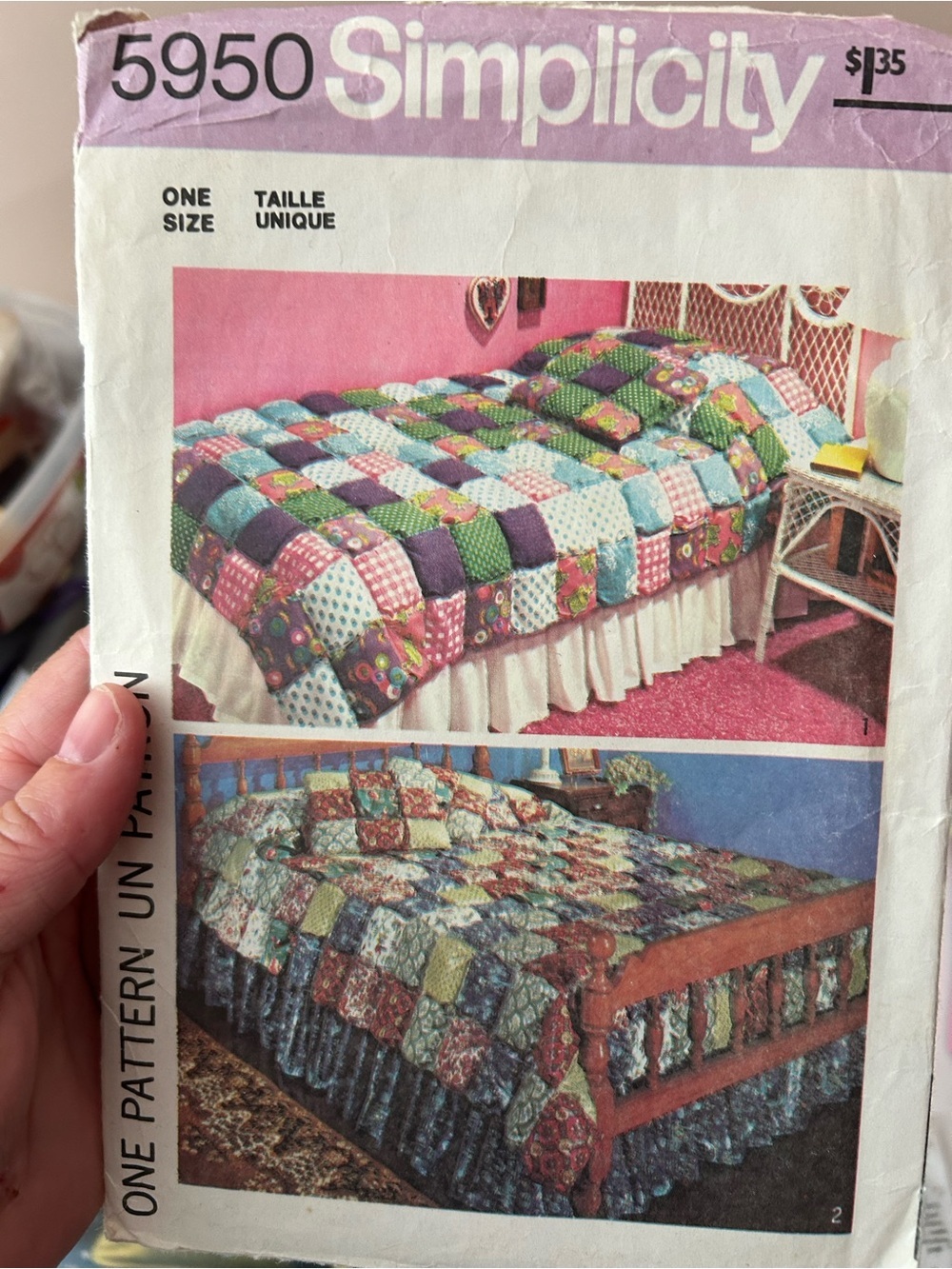 4/$100 Simplicity Multicolor Patchwork Quilt in Pink, Green & Blue